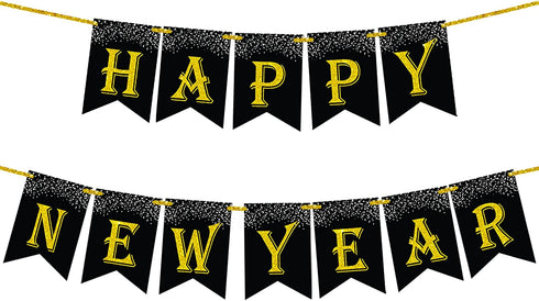 Glitter, Happy New Year Banner 2023 - 10 Feet | Gold Happy New Year Sign for Happy New Year Decorations 2023 | NYE Decorations 2023 | New Years Eve Party Supplies 2023 for New Years Eve Decorations