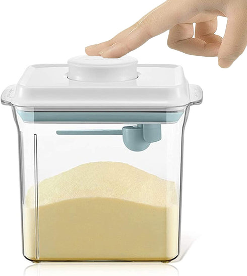 Formula Dispenser Container with Scraper Pop Up Food Container Airtight 600g 1700ml - Updated Design, Rectangle