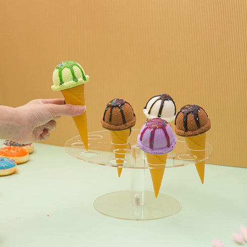 BLBYHO 2 Pack €‘ Acrylic Ice Cream Cone Holder Stand, Charcuterie Food Cone Holder, Waffle Cupcake Sugar Cone Holder Stand, 14 Holes, Easy to Assemble, Ideal Display Stand for Party, Baking Sell