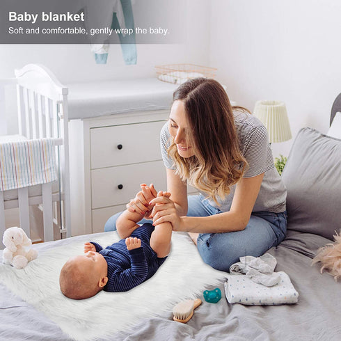 Kisangel Baby Fur Plush Photographic Mat Newborn Photo Background Wraps Blanket Baby Newborn Photo Props (White)