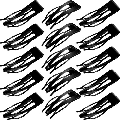 32 Pieces Snap Hair Clips for Women, 3 Prong Clips for Hair, Double Grip Hair Clips Metal Snap Clips, Hair Comb Clips Snap Hair Barrettes for Women Girls Hair Accessories (Black)