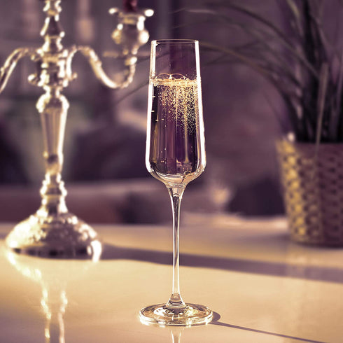 LUXU Champagne Glasses,8OZ,Lead-Free Crystal Christmas Flutes(2pack) with Clear Long Stem -Valentine's Day Birthday Anniversary Ideas for Christmas,Perfect for Wedding,Parties and Bars