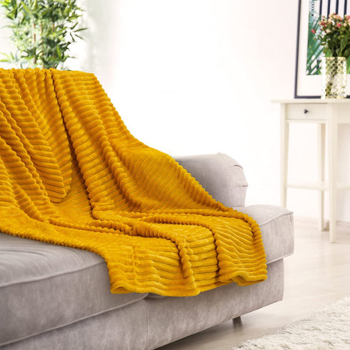 GREEN ORANGE Throw Blanket for Couch - 50x60, Lightweight, Mustard Yellow - Soft, Plush, Fluffy, Warm, Cozy - Perfect for Bed, Sofa
