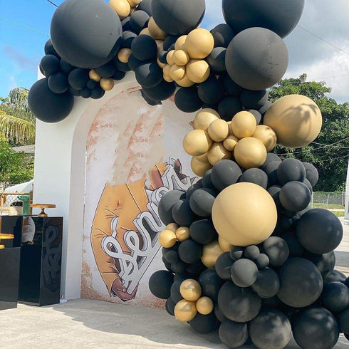 Oopat DIY Black and Gold Balloon Garland Arch Kit for 50th 60th Birthday Thanksgiving New Year Retirements Graduation Anniversary Party Backdrop Decoration