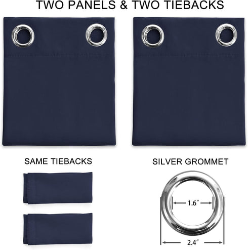 JSFLY Blackout Curtains for Bedroom Thermal Insulated Solid Grommet Window Drapes for Living Room , Set of 2 Curtain Panels 52 W x 84 L inch Long Navy