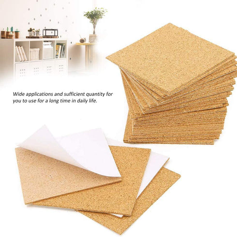 120Pcs Self Adhesive Cork Squares, MOTASOM 4 x 4 Inch Strong Cork Adhesive Sheets, Reusable Cork Board Cork Backing Sheets, Mini Wall Cork Tiles Mat for Coasters and DIY Crafts