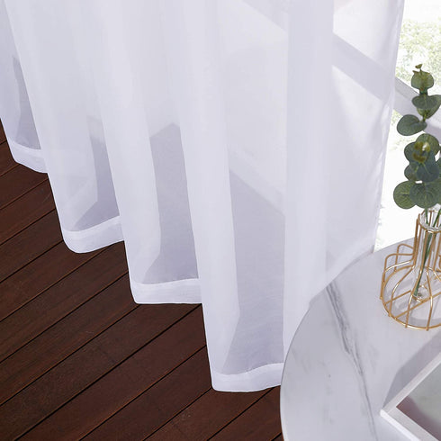NICETOWN White Sheer Curtains for Bedroom Windows 84" Length with Width 37" Per Panel, Grommet Casual Voile Sheer with Light Filter Window Treatments for Nursery/Apartment/Living Room, Set of 2