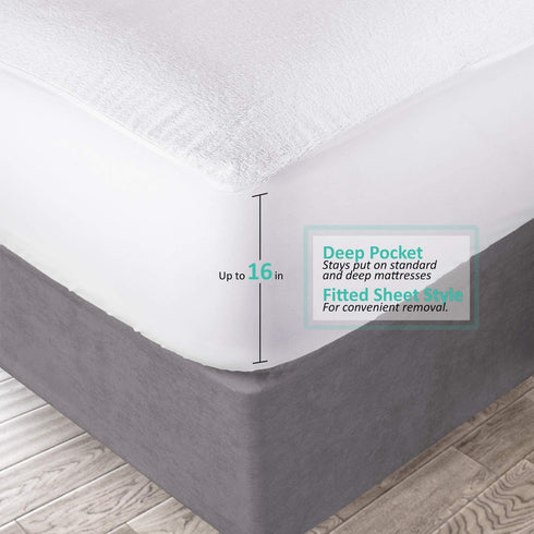 Clara Clark Mattress Protector, Premium Cotton Terry Mattress-Cover - Waterproof, Soft, Breathable and Noiseless Cover Full Mattress Protector