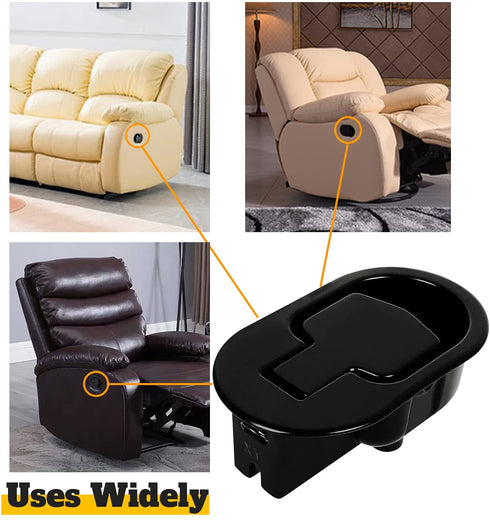 Oflywe 2 Sets Recliner Handle Replacement Parts Universal Black Metal Pull Recliner Handle with Cable for Major Sofa Recliner Brands Couch Style Pull Chair Release Handle
