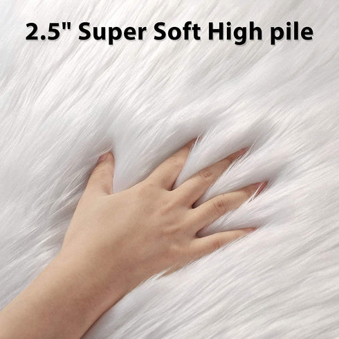 Ophanie Ultra-Luxurious Fluffy Faux Fur Rug,Soft Sheepskin Rug,Fur Rug,White Rug Non-Slip,Fluffy Bedroom Rug,Rugs for Bedroom,Fuzzy Rug,White Fur Rug,White Shag Rug,White Fluffy Rug,2X6 Feet