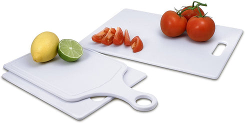 Farberware Plastic Cutting Board, Set of 3 with Paddle, White