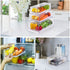 Set of 3 Fruit Vegetable Storage Container Refriger Organizer Food Bin Stackable Durable Pantry w Drawers,Pull-out Design Cabinet Containers w/ Lid Ventilation for Keeping Fruit Vegetable Fresh