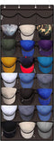 IREENUO Hat Rack for Baseball Caps, Cap Organizer for Door and Wall with 24 Clear Deep Pockets, Hat Holder for Storage and Display Baseball Caps, 4 Door & Wall Hooks Included, Dark Gray