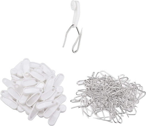 Bluecell 50 Sets Traverse Rod Slides and Curtain Hooks for Window Curtain Door Curtain