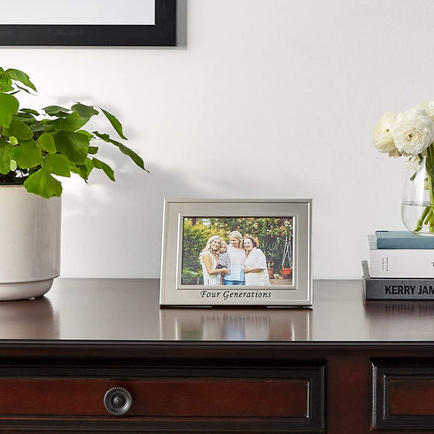 Lawrence Frames Sentiments Collection, Brushed Metal 4 by 6 Four Generations Picture Frame