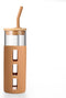 tronco Glass Tumbler with Bamboo Lid and Straw,24OZ Reusable Iced Coffee Cup,Smoothie Cups,Glass Travel Water Bottle,See Through Silicone Sleeve With Measurement,Dishwasfer Safe,Spill Proof