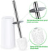 SpunKo Toilet Brush and Holder Set, 2 Pack WC Toilet Bowl Brush Cleaner with 304 Stainless Steel Long Handle, Toilet Scrubber Brush for Commercial Bathroom Restroom Deep Cleaning (White-2 Pack)