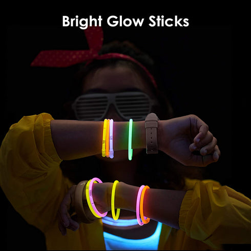 Glow Sticks Bulk Party Supplies 458 Piece Glow in The Dark Party Favors Pack for Kids/Adults with 200 Super Bright Glowsticks and Connectors for Bracelets, Necklaces, Glasses, Flower Balls