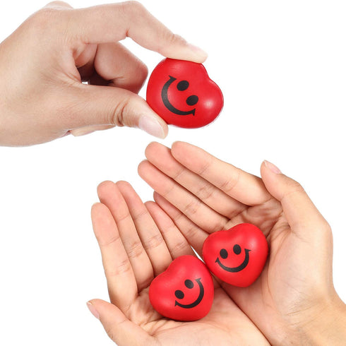 30 Pieces Heart Smile Funny Face Stress Balls, Mini Foam Ball, Stress Relief Smile Balls for School Carnival Reward, Valentine Party Bag Gift Fillers