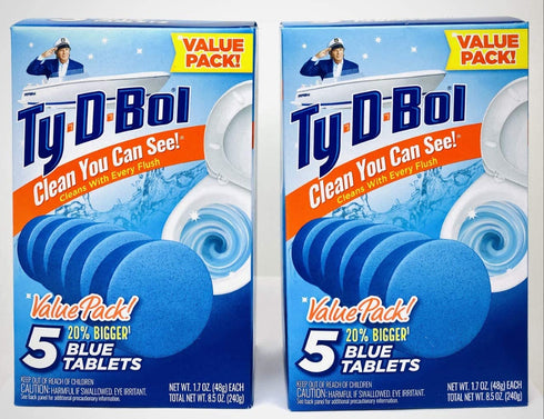 Ty D BOL Toilet Cleaning Tablets with Continuous Blue Spruce Scent keeps Toilets Smelling fresh and clean 10 tabs (2-5 Count Packs) (Blue Spruce)