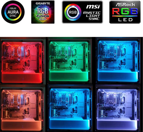 PC RGB LED Strip Light, 3pcs Magnetic LED Strip for M/B with 12V 4-Pin RGB LED headers, Compatible with ASUS Aura, MSI Mystic Light, ASROCK Aura RGB Led, Gigabyte RGB Funsion, with Back Self-Adhesive