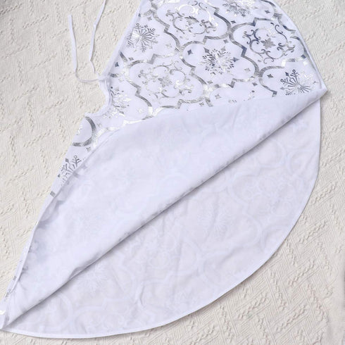 BESPORTBLE Christmas Tree Skirt Apron Mat Decoration Xmas Tree Apron Skirt Base Mat Dress Up Props for Party Home 120cm/47Inch (Silver)