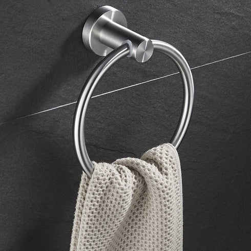 Marmolux Acc - Brushed Stainless Steel Towel Ring | Modern Hand Towel Holder for Bathroom Wall | SUS304 Stainless Steel Bathroom Towel Ring Hardware Set.