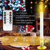 Window Candles for Christmas Decorations, Deaunbr Battery Operated 6 Pack LED Lights Electric Taper Flameless Candle with 2 Remote,Timers,6 Holders for Valentine's Day, Home Party Decor - White & Gold