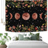 ENJOHOS Moonlit Garden Tapestry Moon Phase Surrounded by Vines and Flowers Black Background Wall Art Hanging for Girls Bedroom Living Room Dorm Decor(79x59 inches,Beautiful Moonlit)