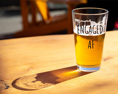 Engaged AF Wine Glass And Beer Glass Set - Funny Mr And Mrs Engagement Or Wedding - Great For Couples, Newlyweds, And Anniversaries