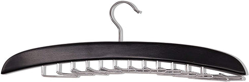 SunTrade Wooden Tie Hanger,24 Tie Organizer Rack Hanger Holder Hook (Black, 24 hooks)