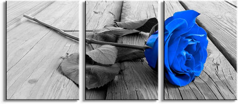 Flower Painting Family Wall Decor for Living Room 3 Pieces Floral Canvas Wall Art Modern Blue Rose Picture Print Bedroom Bathroom Kitchen Home Decoration Artwork