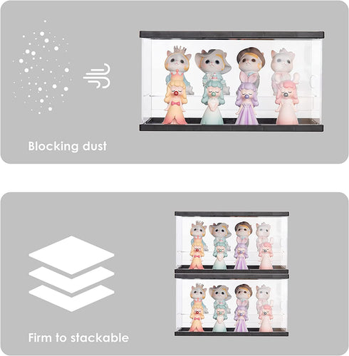 Acrylic Clear Display Case with Black Lid and Black Base, Clear Dustproof Protection Showcase, Display Box Storage Holder for Doll Toy Collectibles ( 11.8 X 6.3 X 6.3 INCH )