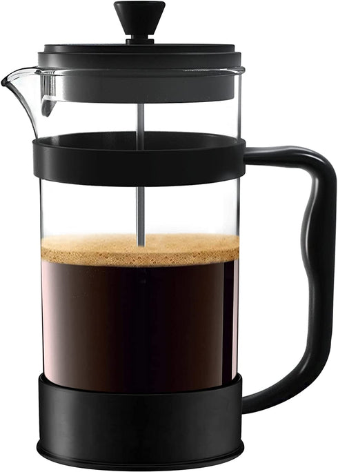 Utopia Kitchen French Press Espresso and Tea Maker with Triple Filters, Stainless Steel Plunger and Heat Resistant Borosilicate Glass (Black)