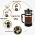 Utopia Kitchen French Press Espresso and Tea Maker with Triple Filters, Stainless Steel Plunger and Heat Resistant Borosilicate Glass (Black)