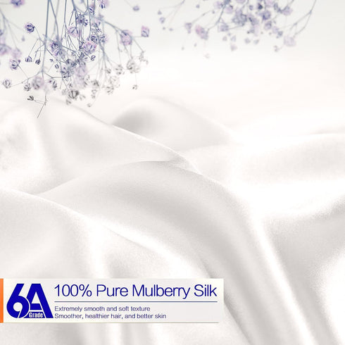 Natural Silk Pillowcase for Hair and Skin with Hidden Zipper, 22 Momme, 600 Thread Count 100% Mulberry Silk Pillowcase, Soft Smooth Both Sided Silk Pillow Cover(Ivory White, Standard 20''×26'',1pc)