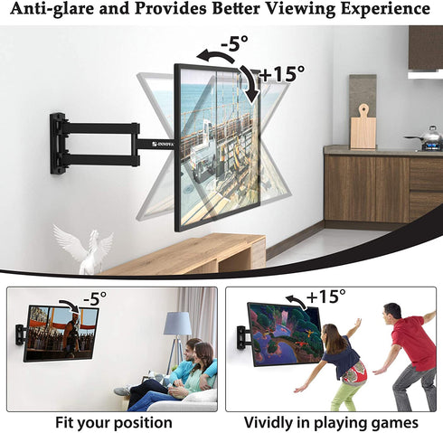 Full Motion TV Wall Mount Articulating Bracket for 13-42 Inch LED LCD OLED Flat Curved Screens, Swivel Tilt Extension Rotation TV Mount Monitor Max VESA 200x200mm up to 44lbs by ERGO-INNOVATE