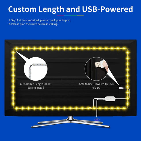 TV LED Backlight, Hamlite 12.5Ft USB Smart LED TV Lights with Alexa for 32 to 55inch Music Sync, RGBW 6500K DIY Color Changing Bias Lighting