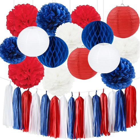 Graduation Decorations 2022 Navy Blue Red White Nautical Party Decor Base Ball Decorations 4th of July/Patriotic Decorations Fourth of July Party Favors Birthday Sail Boats Party Decorations