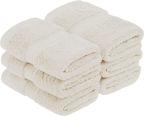 SUPERIOR Solid Egyptian Cotton 6-Piece Face Towel Set, Cream, 900GSM FACE CR