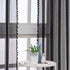 MISS SELECTEX Linen Look Pom Pom Tasseled Sheer Curtains - Rod Pocket Voile Semi-Sheer Curtains for Living and Bedroom, Set of 2 Curtain Panels (52 x 63 inch, Black)