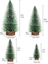 Bottle Brush Trees, Vlorart 4PCS Desktop Miniature Pine Tree Small Pine Tree with Wooden Bases Mini Christmas Bristle Brush Tree for Xmas Holiday Party Home Tabletop Tree Decor