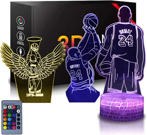3D Illusion LED Night Light,Basketball Light 12 Colors Gradual Changing Touch Switch USB Table Lamp,Remote & Smart Touch Basketball Gifts fo Men,Women,Boys,Girls (Celebrity)