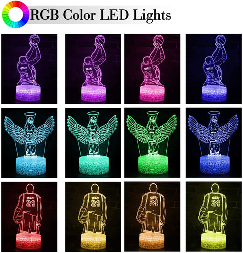 3D Illusion LED Night Light,Basketball Light 12 Colors Gradual Changing Touch Switch USB Table Lamp,Remote & Smart Touch Basketball Gifts fo Men,Women,Boys,Girls (Celebrity)