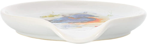 DEMDACO Dean Crouser Bluebird Watercolor 5 x 5 Glossy Ceramic Stoneware Spoon Rest