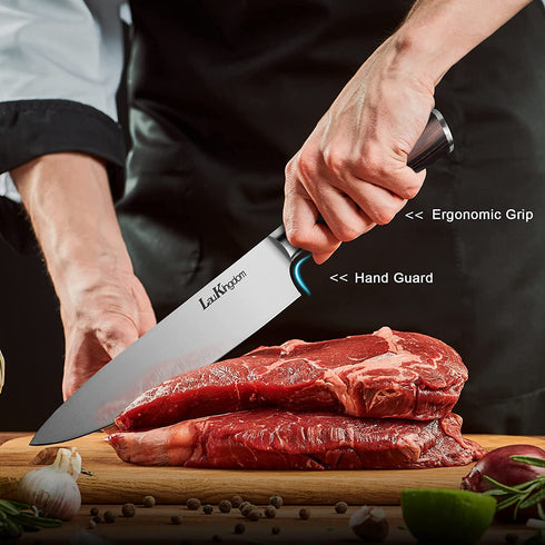 Chef Knife, Classic Kitchen Knife with Knife Sharpeners, High Carbon German Stainless Steel Chopping Knife with Ergonomic Handle- LauKingdom (chef knife with sharpener)