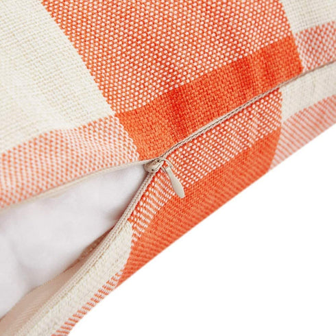 Anickal Set of 2 Orange and White Buffalo Check Plaid Pillow Covers Farmhouse Rustic Decorative Square Throw Pillow Covers Cushion Case 22x22 Inch for Home Sofa Couch Decor