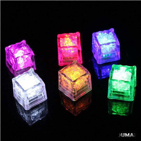 12 Pieces Multi Color LED Flashing Blinking Glowing Light up Ice Cubes Liquid Sensor for Drinks Party Wedding Bars Christmas