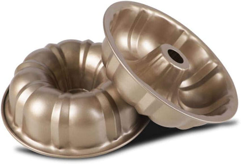 Pan Set Cake Baking Pan Non-Stick 7.5-Inch Fluted Tube Pan, Set of 2