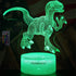 Dinosaur Night Lights for Kids Christmas Gift for Boys Birthday Dino Toy Raptor 3D Illusion Lamp Remote Control 16 Color Change